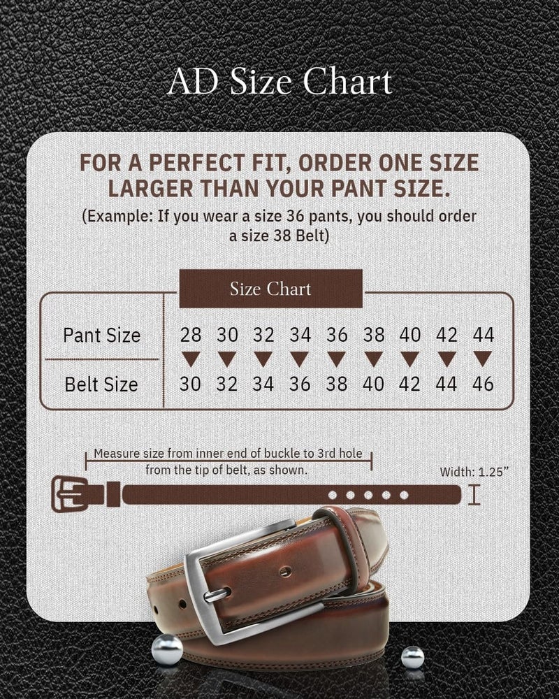 Access Denied Genuine Leather Dress Belts For Men - Mens Belt For Suits, Jeans, Uniform Brown Belt - Designed in the USA - Image 2